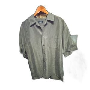 Haggar Gray Short Sleeve Button Down Shirt Medium